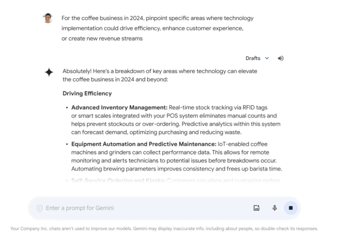 Google Gemini chatbot example.