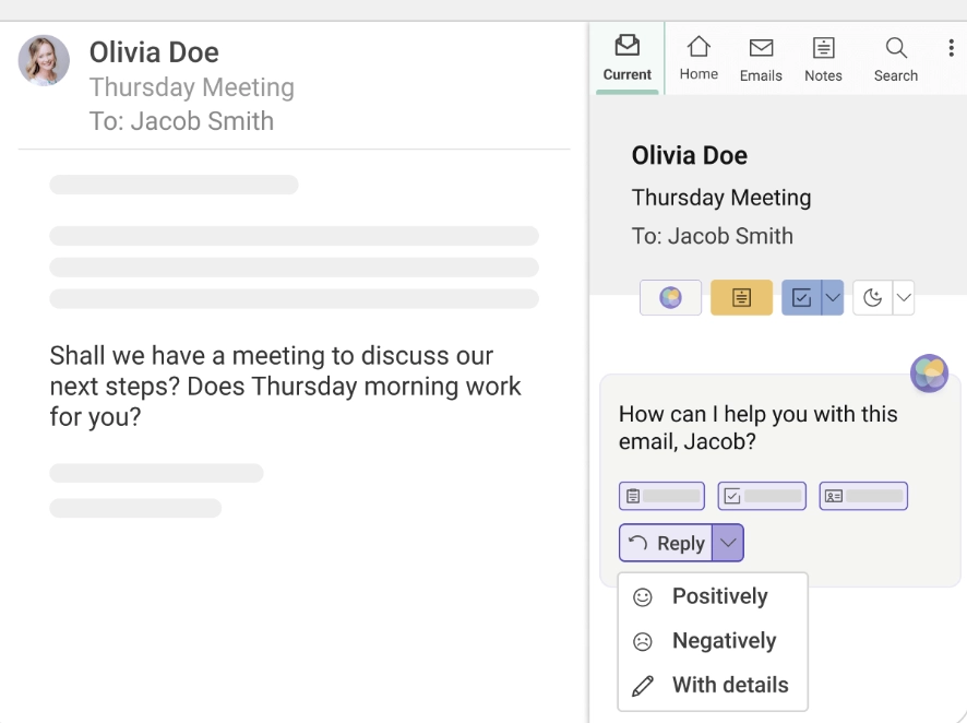Mailbutler's smart response example