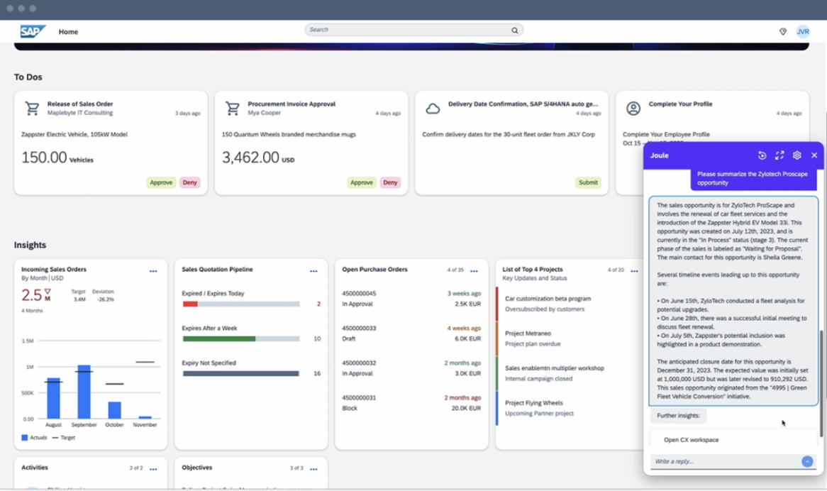 The image shows how SAP AI agents work for sales and marketing tasks.