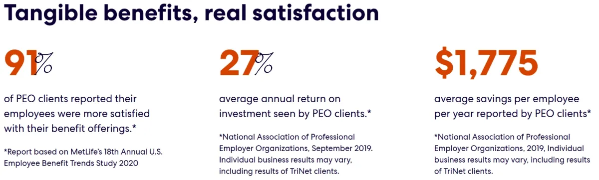 Benefits of trinet PEO, one of the HRIS software