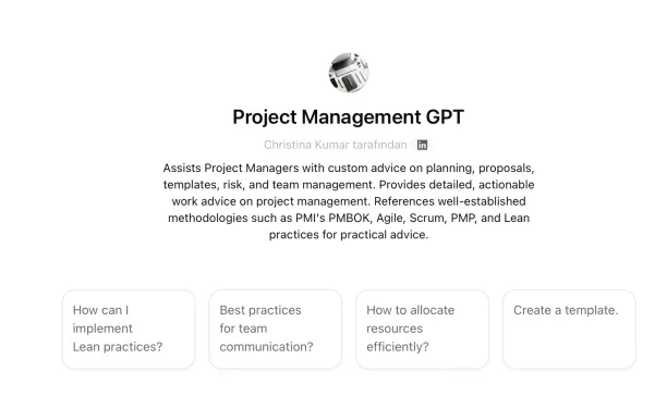 The image shows how ChatGPT can help with project management specific tasks.