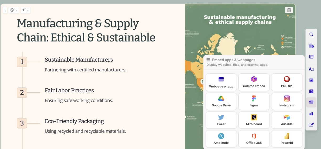 Gamma dashboard showing its personalization options.