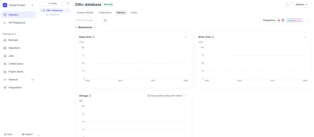 Figure 1: Zilliz Cloud dashboard