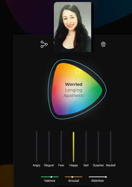 emotional analysis of MorphCast MyMoodScan, one of the emotion ai tools