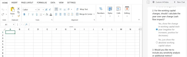 Excel sheet with chat in TryShortcut, an AI Excel solution