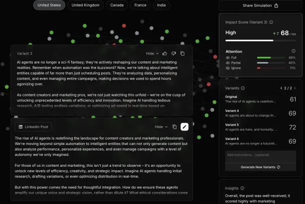 Figure 1: Artificial Societies audience simulation dashboard.
