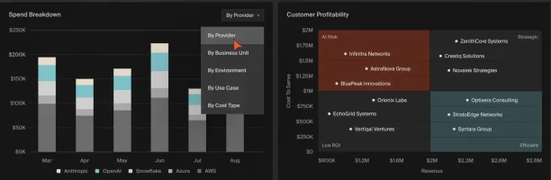 dashboard of CloudZero, one of the cloud cost management tools