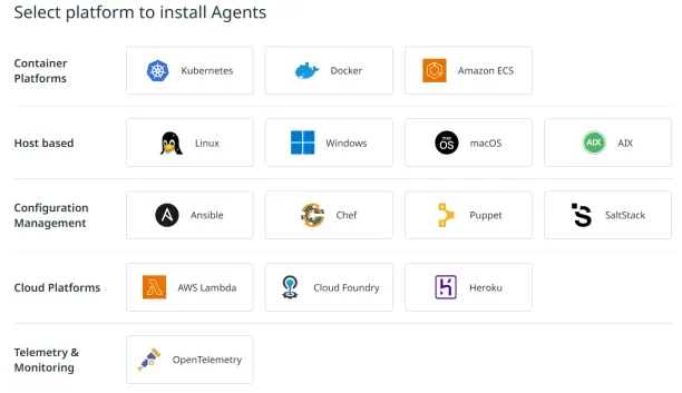 agent selection in the installation in DataDog, one of the cloud cost management tools