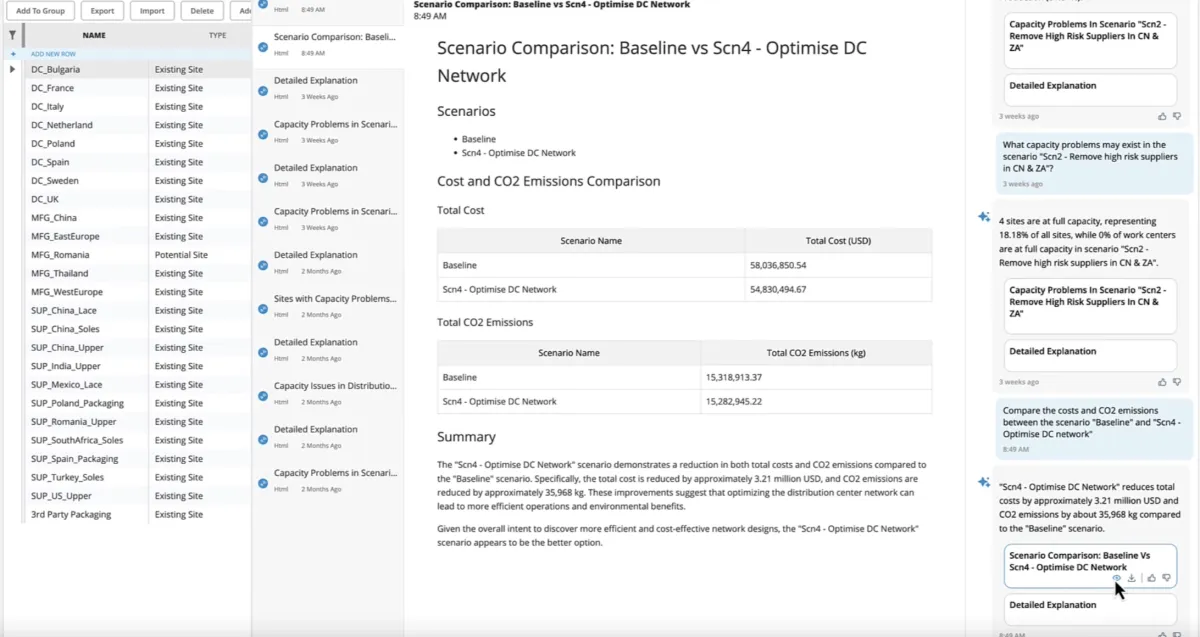 Coupa AI-powered scenario comparison dashboard.