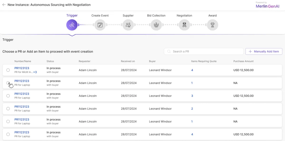 Merlin generative AI agent for autonomous negotiations.