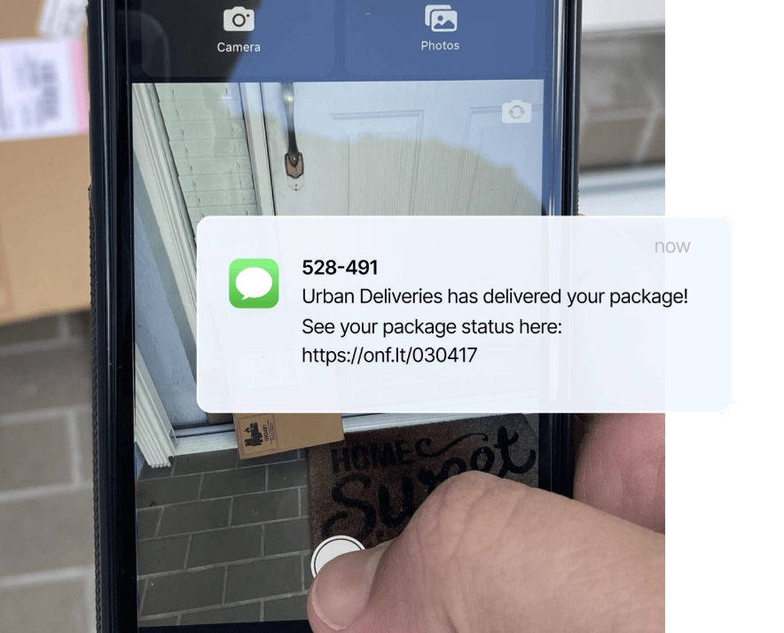 Proof of delivery notification from Onfleet.