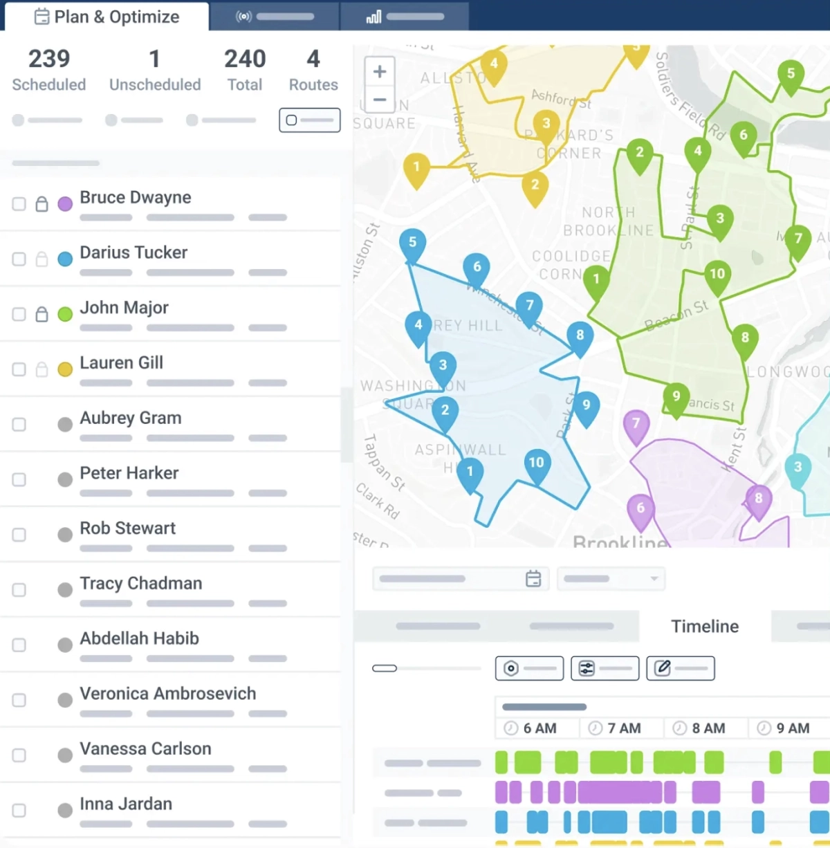 Automated route planning example from delivery management software OptimoRoute.